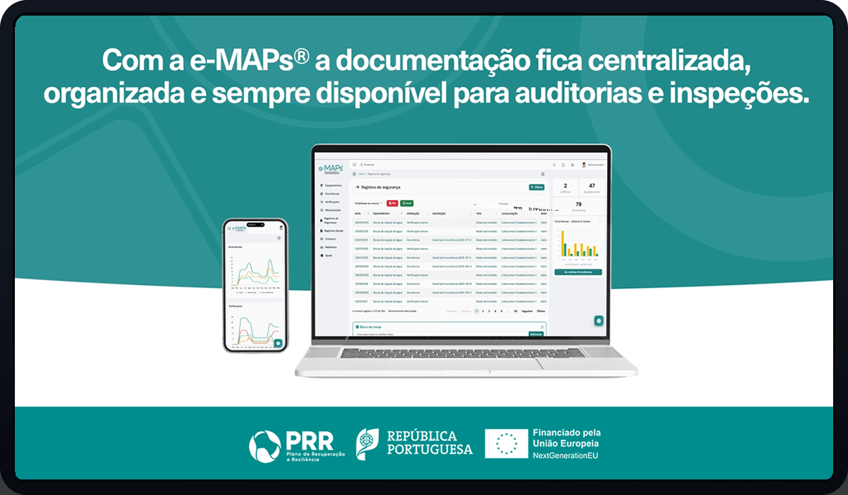e-MAPs® dashboard showing the fire safety compliance status of a building